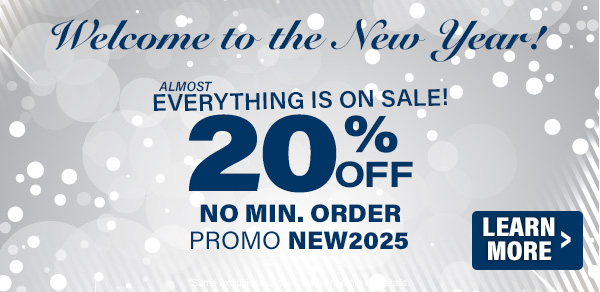 20 percent off everything, no min. order